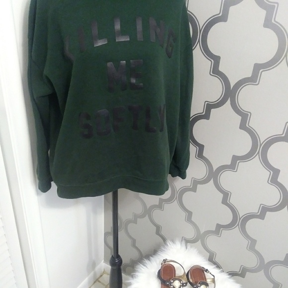 "Killin Me Softly" Sweatshirt Green Lyrix Grunge - Picture 2 of 2